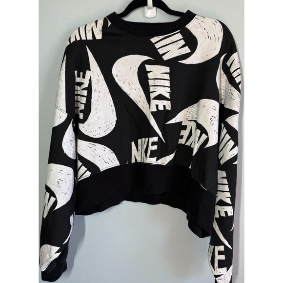 NIKE Sportswear Icon Clash All Over Print Cropped Sweatshirt Women Medium Casual - Picture 1 of 13